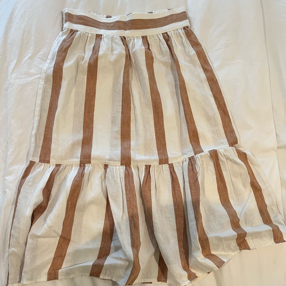 NWT Madewell tan/white striped midi skirt
